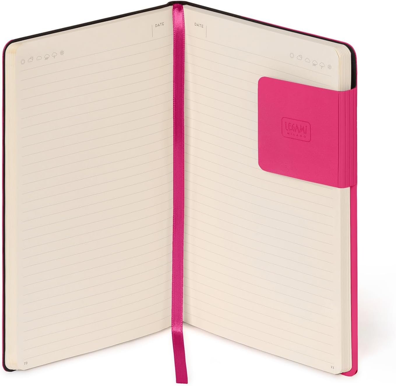 image:imageLEGAMI My Notebook 6 mm liniertes Notizbuch Raspberry Small FSCzertifiziertes Papier 192 Seiten Softcover elastischer Verschluss 95 x 135 cmRASPBERRY