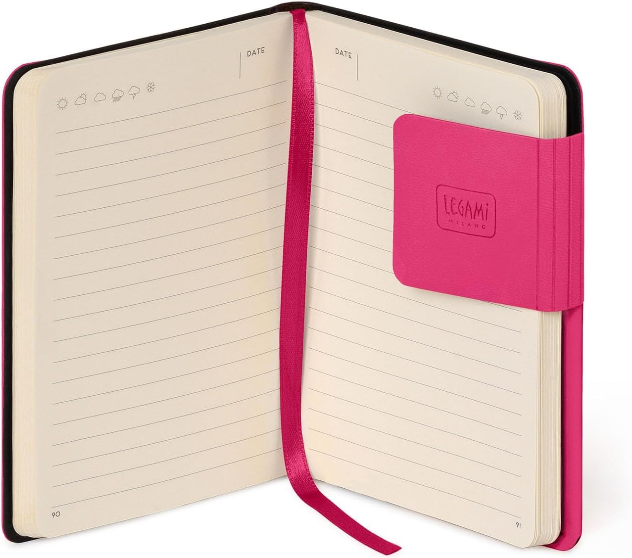 image:imageLEGAMI My Notebook 6 mm liniertes Notizbuch Raspberry Small FSCzertifiziertes Papier 192 Seiten Softcover elastischer Verschluss 95 x 135 cmRASPBERRY
