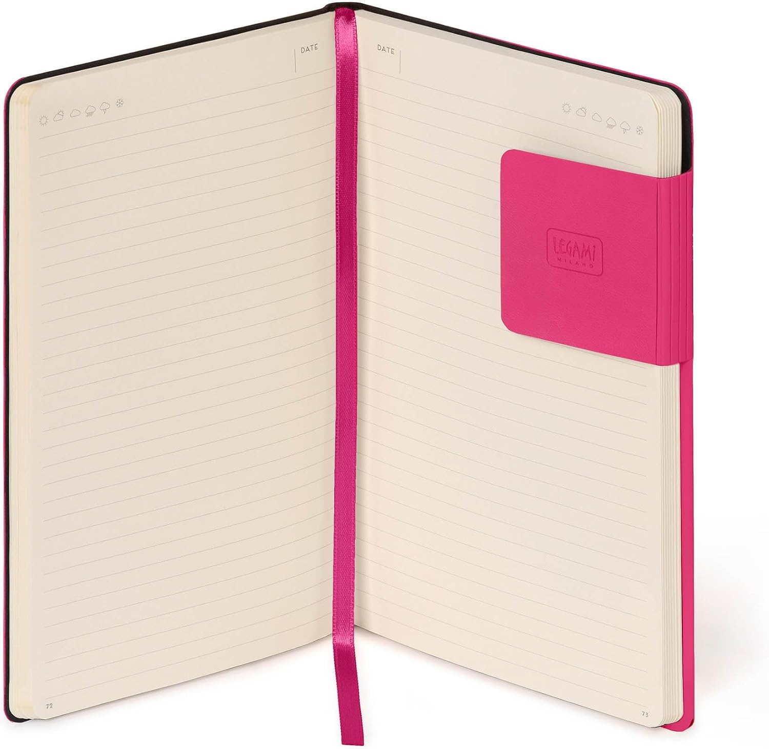 image:imageLEGAMI My Notebook 6 mm liniertes Notizbuch Raspberry Small FSCzertifiziertes Papier 192 Seiten Softcover elastischer Verschluss 95 x 135 cmRASPBERRY