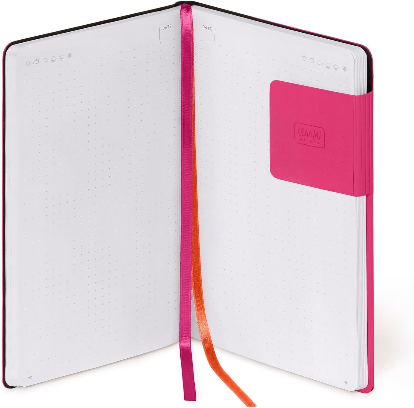 image:imageLEGAMI Notizbuch mit Punkten My Notebook Aura Special Edition Medium FSC zertifiziertes Papier 192 Seiten weicher Einband elastischer Verschluss doppeltes Lesezeichen 13 x 21 cmRASPBERRY
