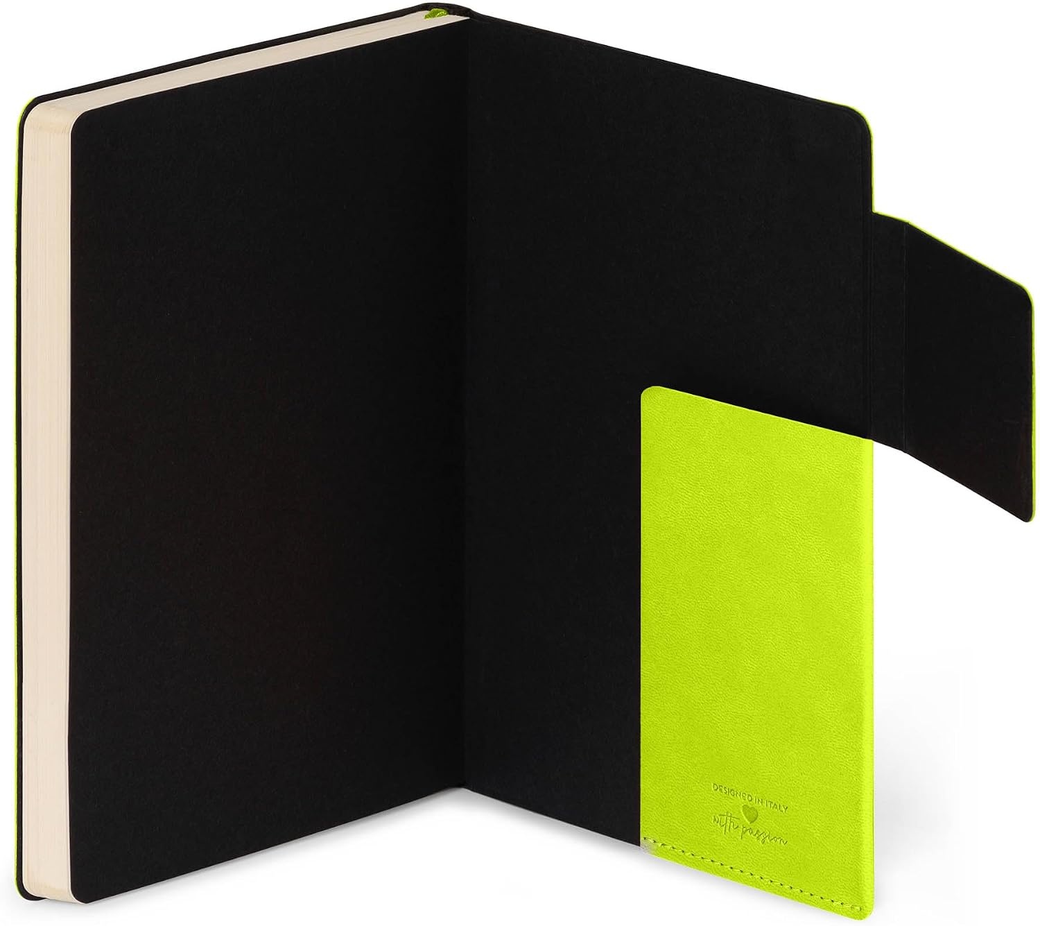 image:imageLEGAMI Weies Papier Notizbuch My Notebook Deep Graphite Large FSCzertifiziertes Papier 192 Seiten weicher Einband elastischer Verschluss 17 x 24 cmCHARTREUSE