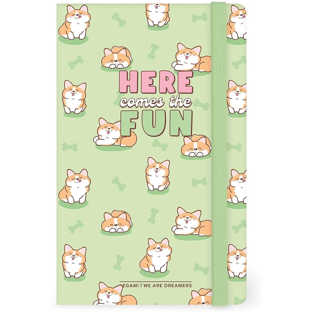 image:imageLEGAMI Notizbuch mit linierten Medium Sushi Cat 164 Seiten Endtasche letzte 24 Seiten herausnehmbar elastischer Verschluss abgerundete Ecken FSCzertifiziertes Papier 13x21 cmCORGI