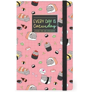 LEGAMI – Notizbuch mit linierten Medium, Sushi Cat, 164 Seiten, Endtasche, letzte 24 Seiten herausnehmbar, elastischer Verschluss, abgerundete Ecken, FSCzertifiziertes Papier, 13×21 cm(SUSHI CAT)