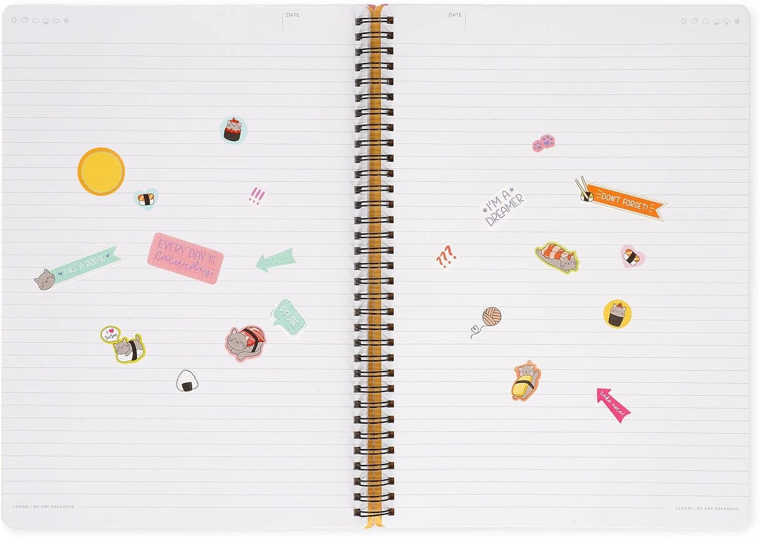 image:imageLEGAMI Spiralheft mit 7 mm Lineatur Teddy Bear A4 Format Maxi FSC zertifiziertes Papier Enthlt 1 Blatt Aufkleber 160 Seiten Elastischer Verschluss 21 x 29 cmSUSHI CAT