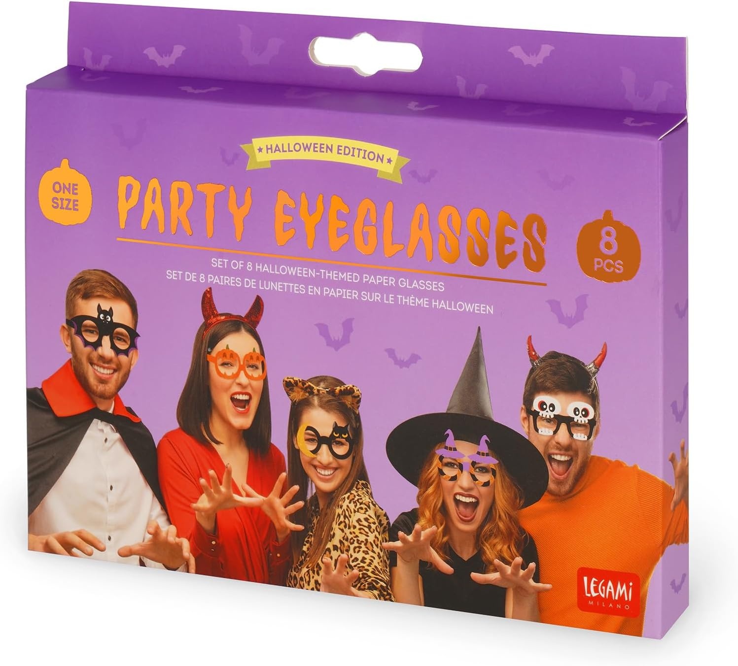 image:imageLegami Set aus 8 Halloween Pappbrillen 8 verschiedene Trick or Treat Motive Einheitsgre