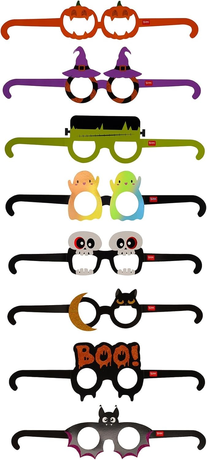image:imageLegami Set aus 8 Halloween Pappbrillen 8 verschiedene Trick or Treat Motive Einheitsgre