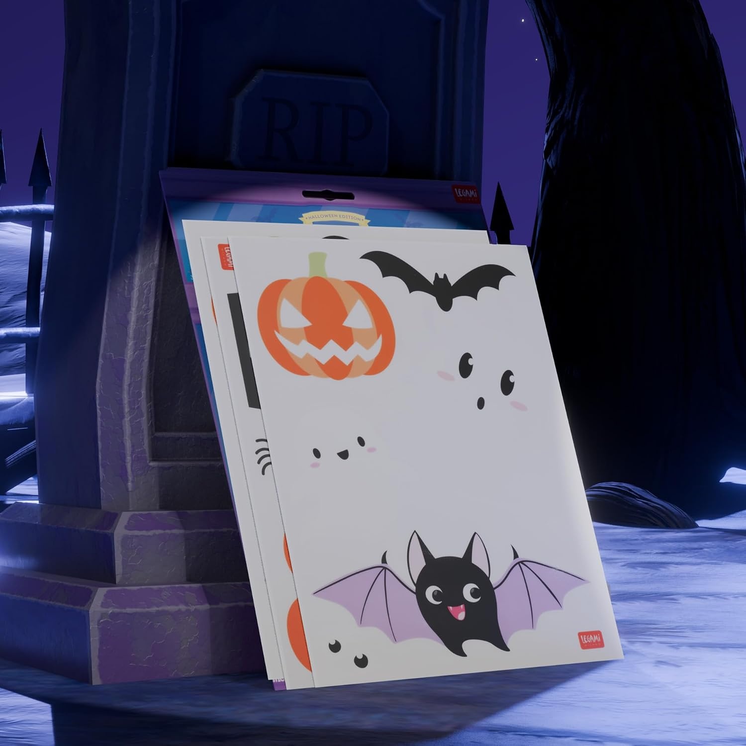 image:imageLegami Set mit 35 HalloweenFensterAufklebern elektrostatischen Stickern Fensterdekorationen HorrorFensterdekorationen wiederverwendbar und wiederverwendbar