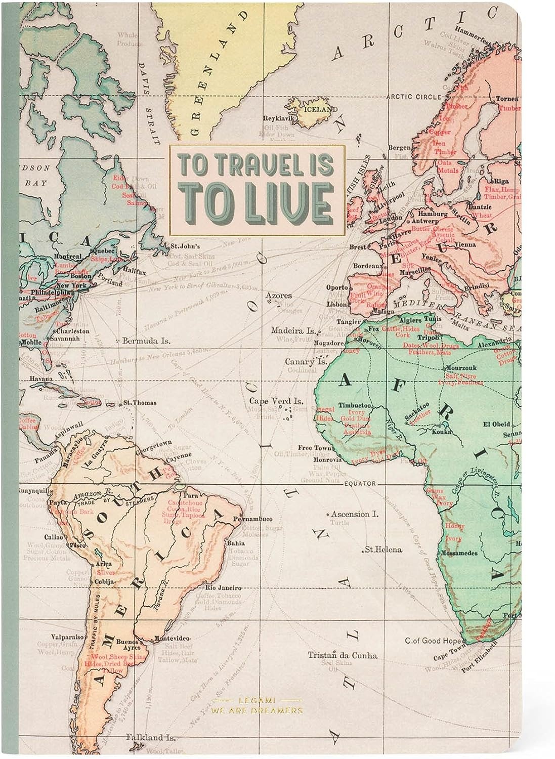 image:imageLegami Blatt B5 Notizbuch liniert mehrfarbig Travel 185 x 248 cmTravel