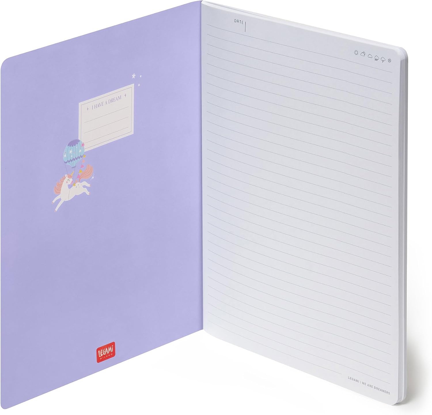 image:imageLegami Blatt B5 Notizbuch liniert mehrfarbig Travel 185 x 248 cmUNICORN