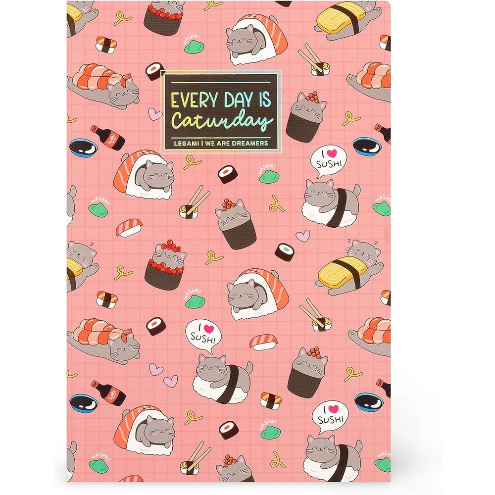image:imageLegami  Notizbuch liniert 7 mm Motiv Sushi Cat Format B5 gro aus FSCzertifiziertem Papier 100 Seiten SingerPunktbindung 185 x 248 cm